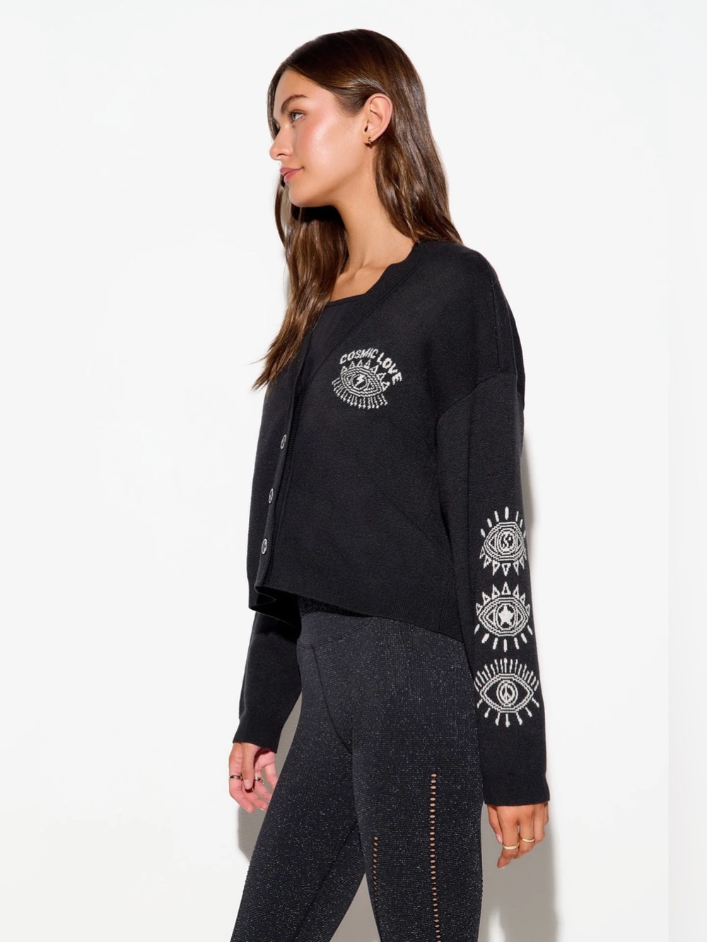 NWT Spiritual Gangster Cosmic Love Delaney Cardigan Evil Eye size Medium - Picture 4 of 6